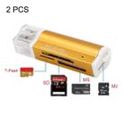 2 PCS Multi All in 1 USB 2.0 Micro SD SDHC TF M2 MMC MS PRO DUO Memory Card Reader(Gold) - 1
