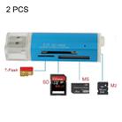 2 PCS Multi All in 1 USB 2.0 Micro SD SDHC TF M2 MMC MS PRO DUO Memory Card Reader(Blue) - 1