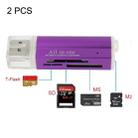 2 PCS Multi All in 1 USB 2.0 Micro SD SDHC TF M2 MMC MS PRO DUO Memory Card Reader(Purple) - 1
