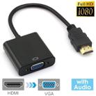 24cm Full HD 1080P HDMI to VGA + Audio Output Cable for Computer / DVD / Digital Set-top Box / Laptop / Mobile Phone / Media Player(Black) - 1