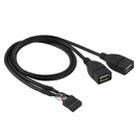 10 Pin Motherboard Female Header to 2 USB 2.0 Female Adapter Cable, Length: 50cm - 1