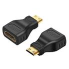 Gold Plated Mini HDMI Male to HDMI 19 Pin Female Adapter(Black) - 1
