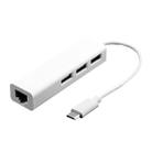 13cm USB-C 3.1 / Type-C 100 Mbps Ethernet Adapter with 3-port USB 2.0 Hub, For MacBook 12 inch / Chromebook Pixel 2015(White) - 1