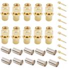 10 PCS Gold Plated SMA Male Plug Crimp RF Connector Adapter for RG58 / RG142 / LMR195 Cable - 1