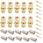 10 PCS LMR300 5D-FB Gold Plated RP-SMA Male Plug Pin Crimp RF Connector Adapter - 1