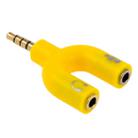 3.5mm Stereo Male to 3.5mm Headphone & Mic Female Splitter Adapter(Yellow) - 1