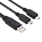 USB 2.0 Male to 2 Micro USB Male Cable, Length: About 30cm - 1