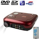 Home Theater Portable DVD Projector with TV Receiver Function (PAL / NTSC / SECAM), AV IN / OUT and Game Function, Support SD / MMC Card / USB Flash Disk, Projection Image Size: 10”-80” EU Plug(Red) - 1