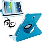 360 Degrees Rotation Litchi Texture Leather Case with Holder for Galaxy Tab 3 (7.0) / P3200 / P3210(Blue) - 1