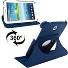 360 Degrees Rotation Litchi Texture Leather Case with Holder for Galaxy Tab 3 (7.0) / P3200 / P3210(Dark Blue) - 1