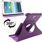360 Degrees Rotation Litchi Texture Leather Case with Holder for Galaxy Tab 3 (7.0) / P3200 / P3210(Purple) - 1