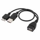 USB 2.0 AF to Micro-B + USB 2.0 OTG Cable for Samsung Galaxy Note III / N9000, with Power, Length: 24cm (Black) - 1