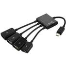 18cm 4 Ports Micro USB OTG Charge HUB Cable, For Samsung / Huawei / Xiaomi / Meizu / LG / HTC and Other Smartphones(Black) - 1