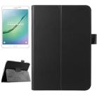 Litchi Texture Horizontal Flip Solid Color Smart Leather Case with Two-folding Holder & Sleep / Wake-up Function for Galaxy Tab S2 8.0 / T715(Black) - 1