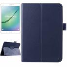 Litchi Texture Horizontal Flip Solid Color Smart Leather Case with Two-folding Holder & Sleep / Wake-up Function for Galaxy Tab S2 8.0 / T715(Dark Blue) - 1