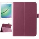 Litchi Texture Horizontal Flip Solid Color Smart Leather Case with Two-folding Holder & Sleep / Wake-up Function for Galaxy Tab S2 8.0 / T715(Purple) - 1