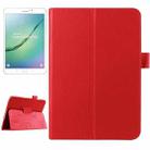Litchi Texture Horizontal Flip Solid Color Smart Leather Case with Two-folding Holder & Sleep / Wake-up Function for Galaxy Tab S2 8.0 / T715(Red) - 1