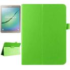 Litchi Texture Horizontal Flip Solid Color Smart Leather Case with Two-folding Holder & Sleep / Wake-up Function for Galaxy Tab S2 9.7 / T815(Green) - 1
