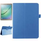 Litchi Texture Horizontal Flip Solid Color Smart Leather Case with Two-folding Holder & Sleep / Wake-up Function for Galaxy Tab S2 9.7 / T815(Blue) - 1