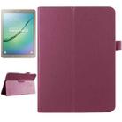 Litchi Texture Horizontal Flip Solid Color Smart Leather Case with Two-folding Holder & Sleep / Wake-up Function for Galaxy Tab S2 9.7 / T815(Purple) - 1