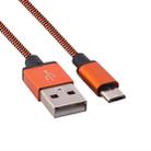 1m Woven Style Micro USB to USB 2.0 Data / Charger Cable, For Samsung, HTC, Sony, Lenovo, Huawei, and other Smartphones(Orange) - 1