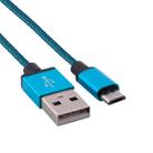 1m Woven Style Micro USB to USB 2.0 Data / Charger Cable, For Samsung, HTC, Sony, Lenovo, Huawei, and other Smartphones(Blue) - 1