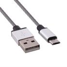 1m Woven Style Micro USB to USB 2.0 Data / Charger Cable, For Samsung, HTC, Sony, Lenovo, Huawei, and other Smartphones(Silver) - 1