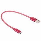 25cm Net Style Metal Head Micro USB to USB 2.0 Data / Charger Cable(Red) - 1