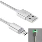 1m Woven Style Micro USB to USB 2.0 Data Sync Cable with LED Indicator Light(Silver) - 1