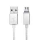 1m Woven Style Micro USB to USB 2.0 Data Sync Cable with LED Indicator Light(Silver) - 4