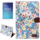 Flower Pattern Cloth Surface Horizontal Flip Leather Case with Wallet & Card Slots & Holder for Galaxy Tab E 9.6 / T560(Blue) - 1