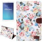 Flower Pattern Cloth Surface Horizontal Flip Leather Case with Wallet & Card Slots & Holder for Galaxy Tab E 9.6 / T560(White) - 1