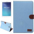 Denim Texture Horizontal Flip Solid Color Leather Case with Wallet & Card Slots & Holder for Galaxy Tab E 9.6 / T560(Blue) - 1