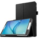 Litchi Texture Horizontal Flip Solid Color Leather Case with Holder for Galaxy Tab E 8.0 / T377V(Black) - 1