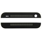 Front Upper Top + Lower Bottom Glass Lens Cover & Adhesive for HTC One / M7(Black) - 1