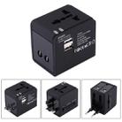 Plug Adapter, Universal US / EU / UK / AU Power Connection Adaptor with 2 USB Ports, CE/FCC/ROHS Certificated(Black) - 1