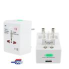 Universal US / EU / AU / UK Travel AC Power Adaptor Plug with USB Charger Socket(White) - 1