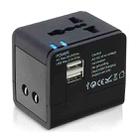 Plug Adapter, Universal US / EU / UK / AU Plug Power Connection Adaptor with 2 USB Charger Socket(Black) - 1