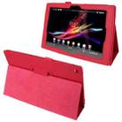 Litchi Texture Leather Case with Holder for Sony Xperia Tablet Z / 10.1(Magenta) - 1