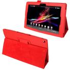 Litchi Texture Leather Case with Holder for Sony Xperia Tablet Z / 10.1(Red) - 1