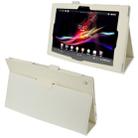 Litchi Texture Leather Case with Holder for Sony Xperia Tablet Z / 10.1(White) - 1