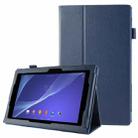 Litchi Texture Leather Case with Holder for Sony Xperia Tablet Z2 10.1(Dark Blue) - 1