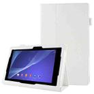 Litchi Texture Leather Case with Holder for Sony Xperia Tablet Z2 10.1(White) - 1