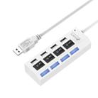 4 Ports USB Hub 2.0 USB Splitter High Speed 480Mbps with ON/OFF Switch, 4 LED(White) - 1