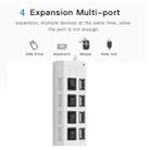 4 Ports USB Hub 2.0 USB Splitter High Speed 480Mbps with ON/OFF Switch, 4 LED(White) - 3