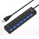 7 Ports USB Hub 2.0 USB Splitter High Speed 480Mbps with ON/OFF Switch / 7 LEDs(Black) - 1