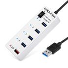 4 Ports USB 3.0 + 1 Port Fast Charging Hub with ON/OFF Switch (BYL-3011)(White) - 1