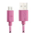 Nylon Netting Style Micro 5 Pin USB Data Transfer / Charge Cable, Length: 3m(Pink) - 1