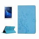 For Galaxy Tab A 7.0 Pressed Flowers Butterfly Pattern Horizontal Flip PU Leather Case with Magnetic Buckle & Holder & Card Slots & Wallet(Blue) - 1