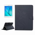 For Galaxy Tab A 8.0 / T350 Pressed Flowers Butterfly Pattern Horizontal Flip PU Leather Case with Magnetic Buckle & Holder & Card Slots & Wallet(Black) - 1